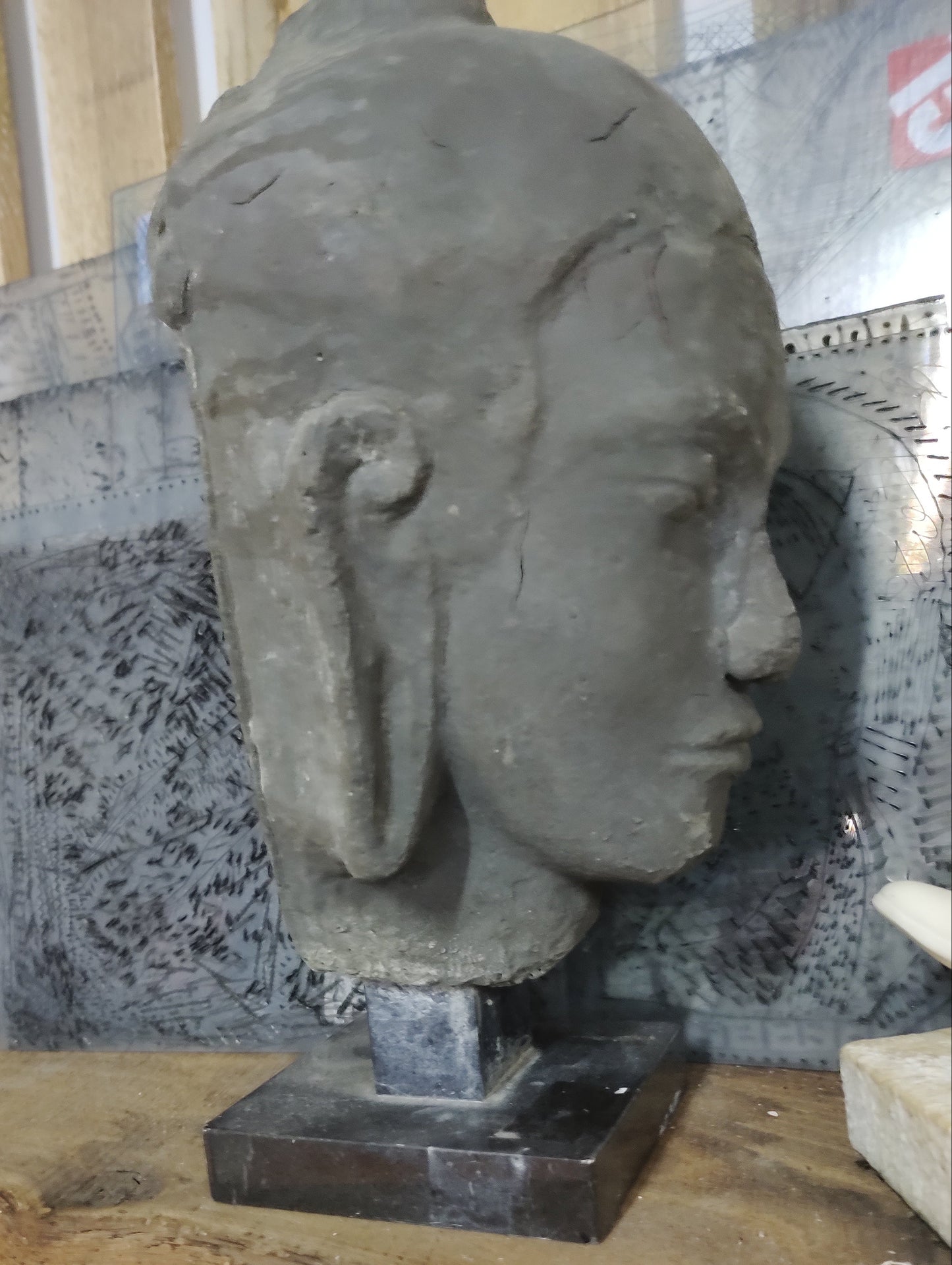 Moulage d'une tête de Bouddha Shakyamuni
