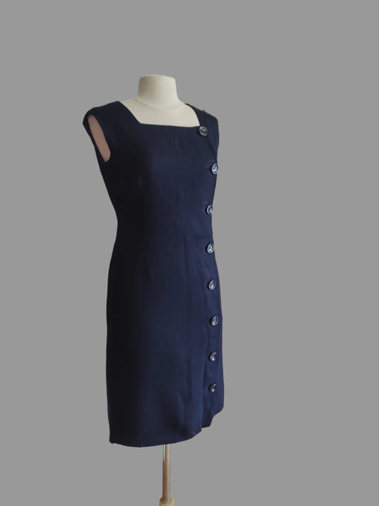 Robe vintage intemporelle bleue marine taille 38.