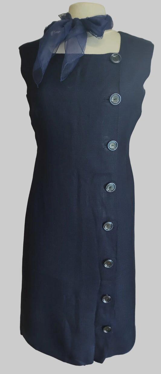 Robe vintage intemporelle bleue marine taille 38.